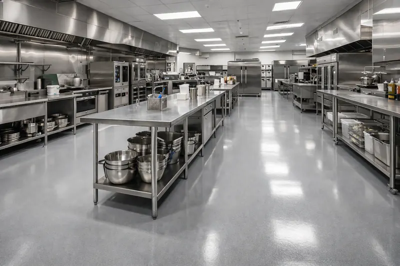 Commercial kitchen seamless epoxy floor Collier County