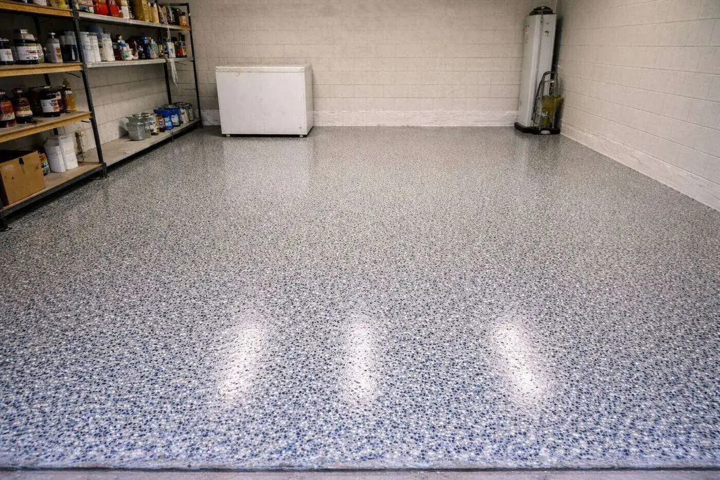 Finished epoxy garage floor in a Collier County home after professional installation