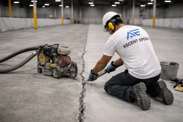 Industrial floor crack repair and substrate preparation Collier County