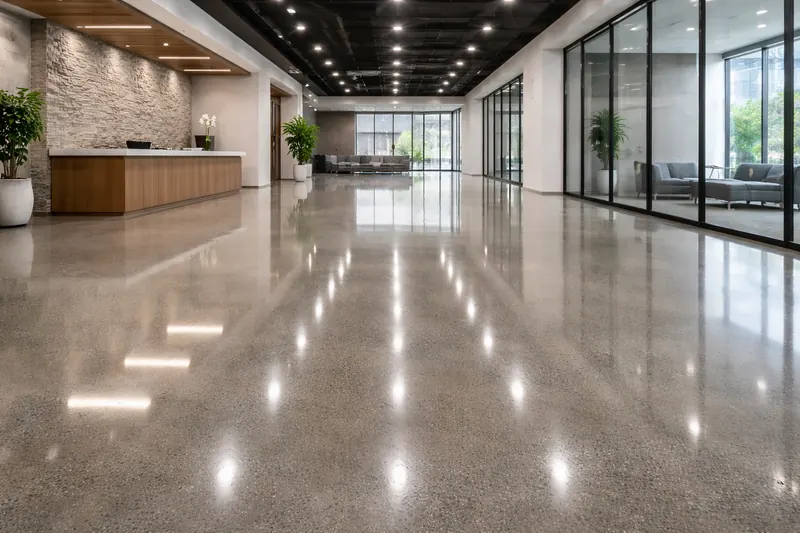 Polished concrete floor Collier County commercial space