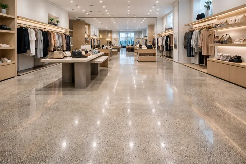 Polished concrete retail showroom floor Collier County