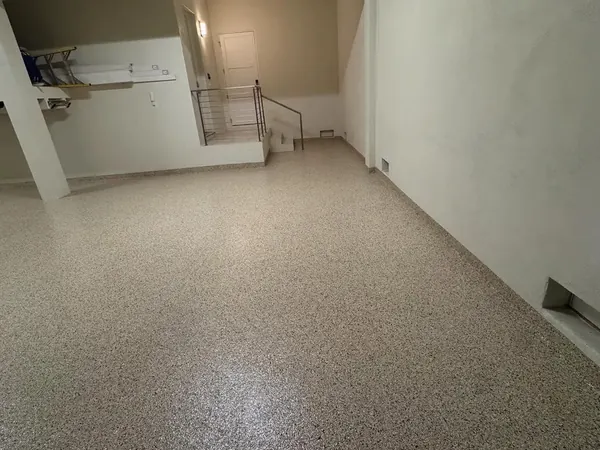 Tan flake epoxy garage floor, Collier County